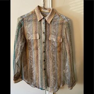 Equipment silk snakeskin print multi colored blouse small 100% silk